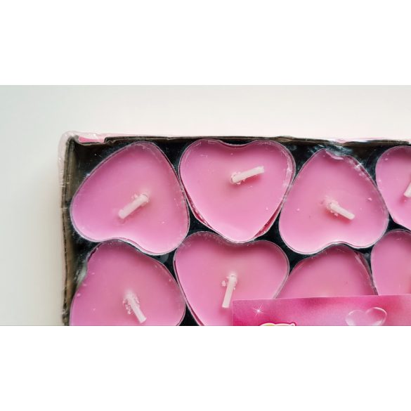 50 db rózsaszín szív alakú teamécses