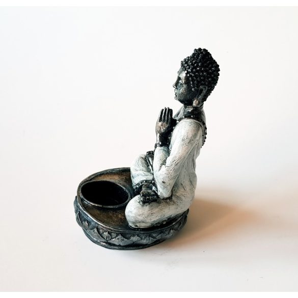 Ülő Buddha Gyertyatartó (fehér)