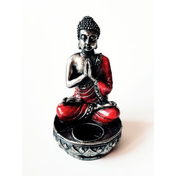 Ülő Buddha Gyertyatartó (piros)